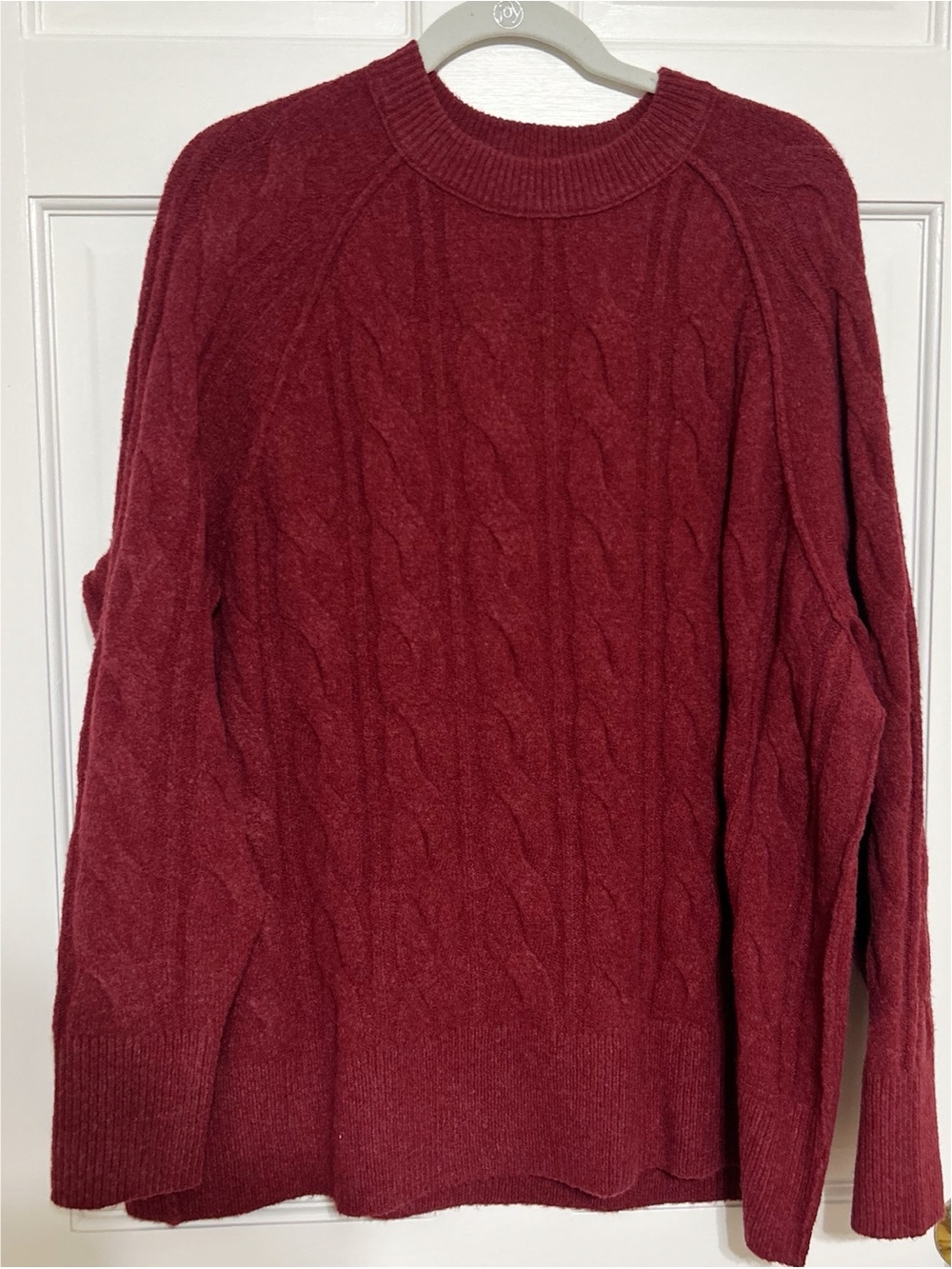 aerie Cable-Knit Crewneck Sweater - Burgundy